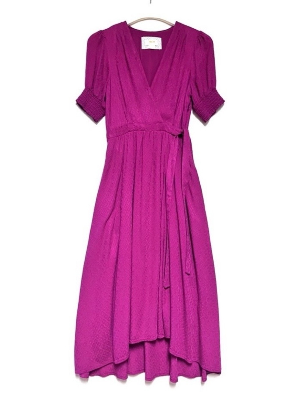 Anthropologie Maeve Breanna Midi Wrap Dress Raspberry Pink Size 6 Resort Breezy